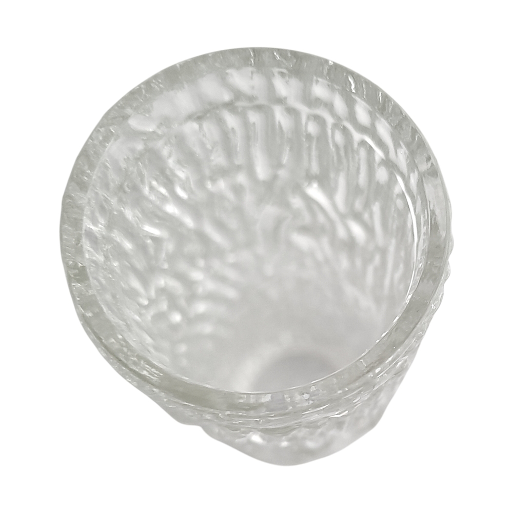 Mid Century Modern Bark Textured Clear Glass Vase 8” - Picture 3 of 5
